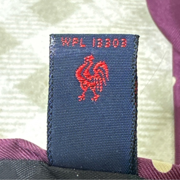 Rooster Vintage Men's Tie Purple Polka Dots - 100% Silk - Made In USA - EUC - Picture 4 of 6